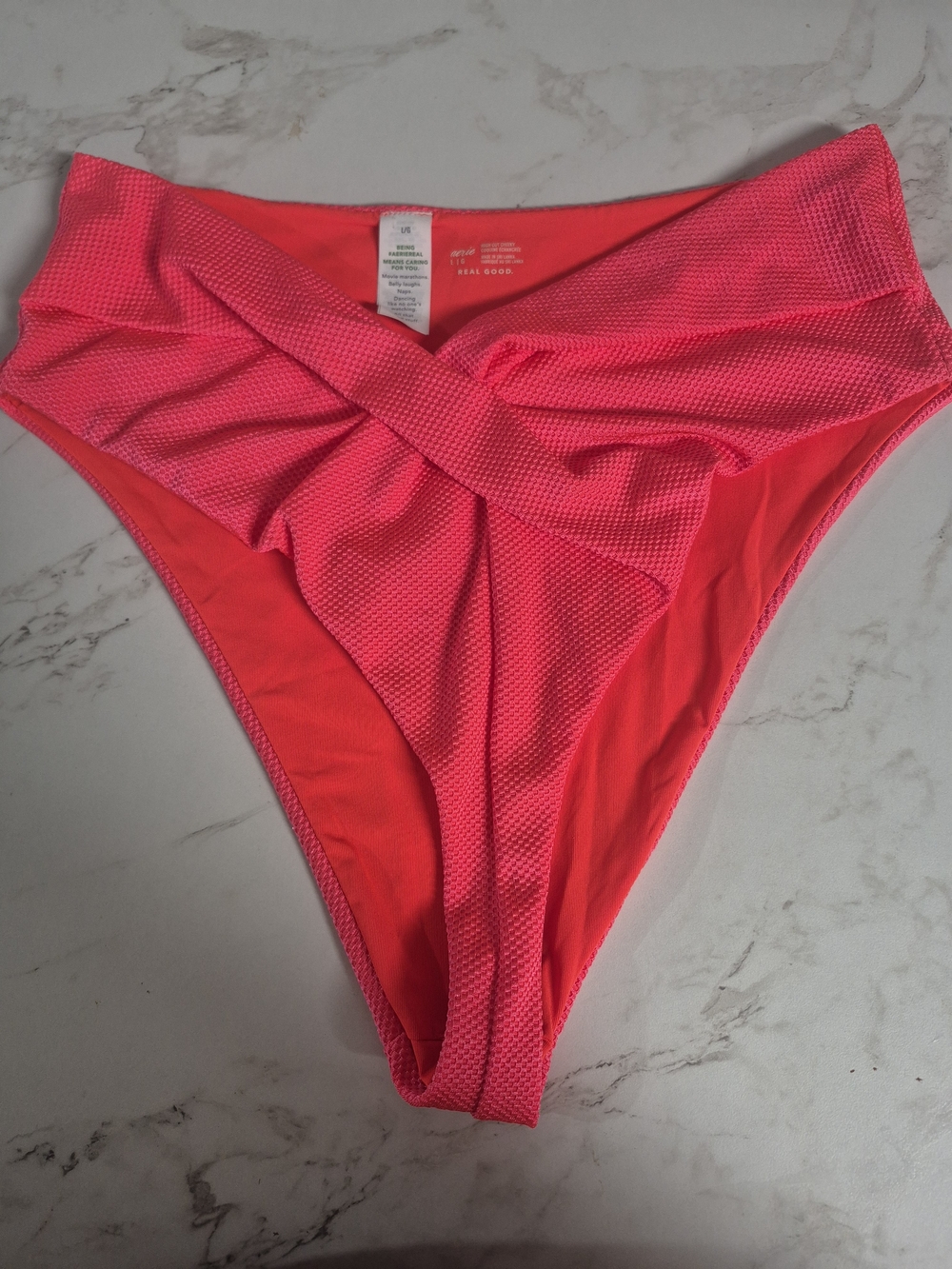 aerie Hot Pink High-Cut Cheeky Bikini Bottom